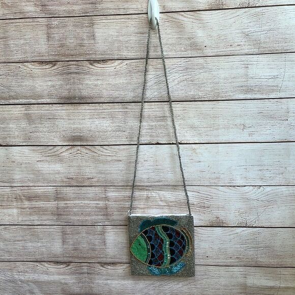 NEW WITH TAGS SUDAH BEADED CROSSBODY BAG WITH FISH DESIGN - Picture 1 of 7